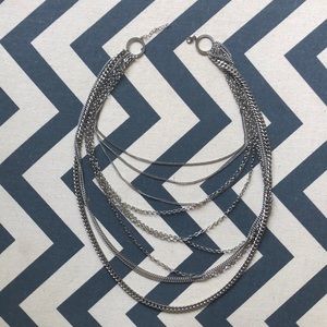 Forever 21 multi chain necklace in silver.